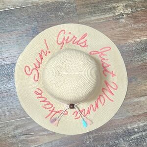 NWOT Disney X Junk Food Embroidered Woven Sun Hat Girls Just Wanna Have Sun